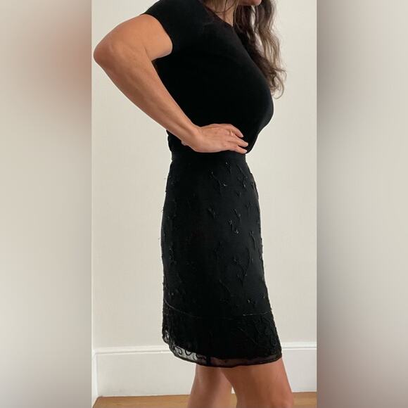 INC Silk black mini skirt lined with beads. Size 4 - Picture 3 of 9